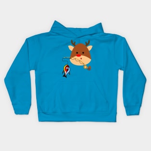 Merry Christmas Reindeer & Fishing Kids Hoodie